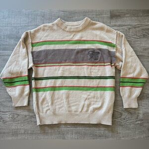 New BDG Beige Roman Stripe Pullover Crewneck Sweater Urban Outfitters Size S